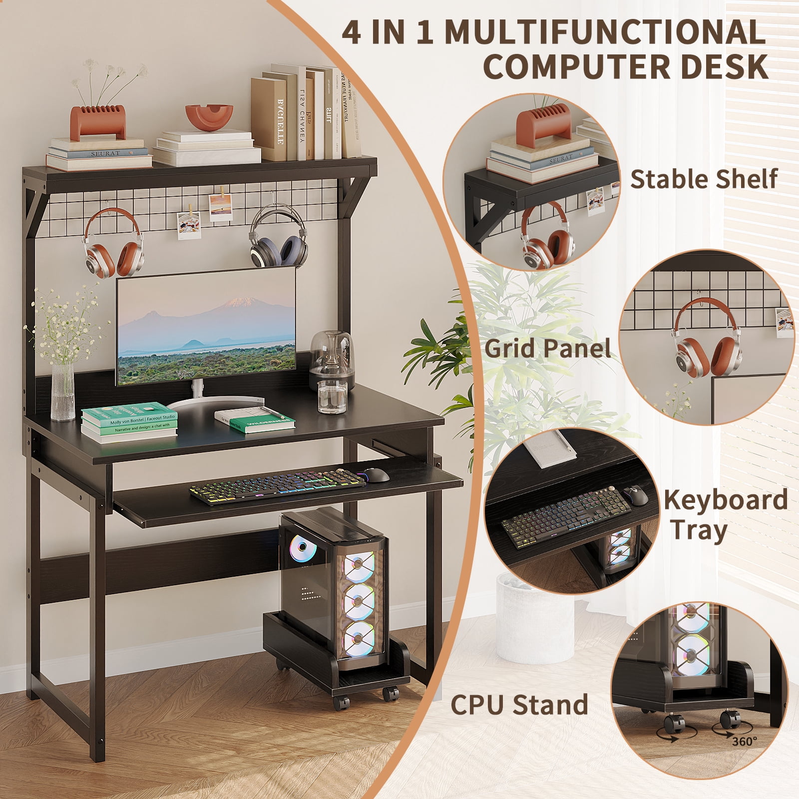 ALISENED 31.5" Computer Desk,Space-Saving Office Desk, Study Table, Writing Desk, and Workstation for Home Office