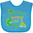 thumbnail image 3 of Inktastic My Oma Loves Me Dinosaur Boys Baby Bib, 3 of 4