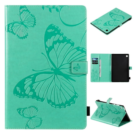 Dteck Folio Case for Lenovo Tab M10 FHD Plus 10.3 inch TB-X606F, Embossed Butterfly PU Leather Folio Stand Case with Card Holders Cover Auto Wake Sleep,Green