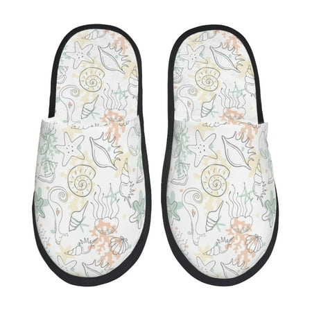 Balery Sea Animals Slient Indoor Furry Fleece Comfort House Shoes Soft Non-Slip Home Shoes Cotton slippers House Slippers-- Large