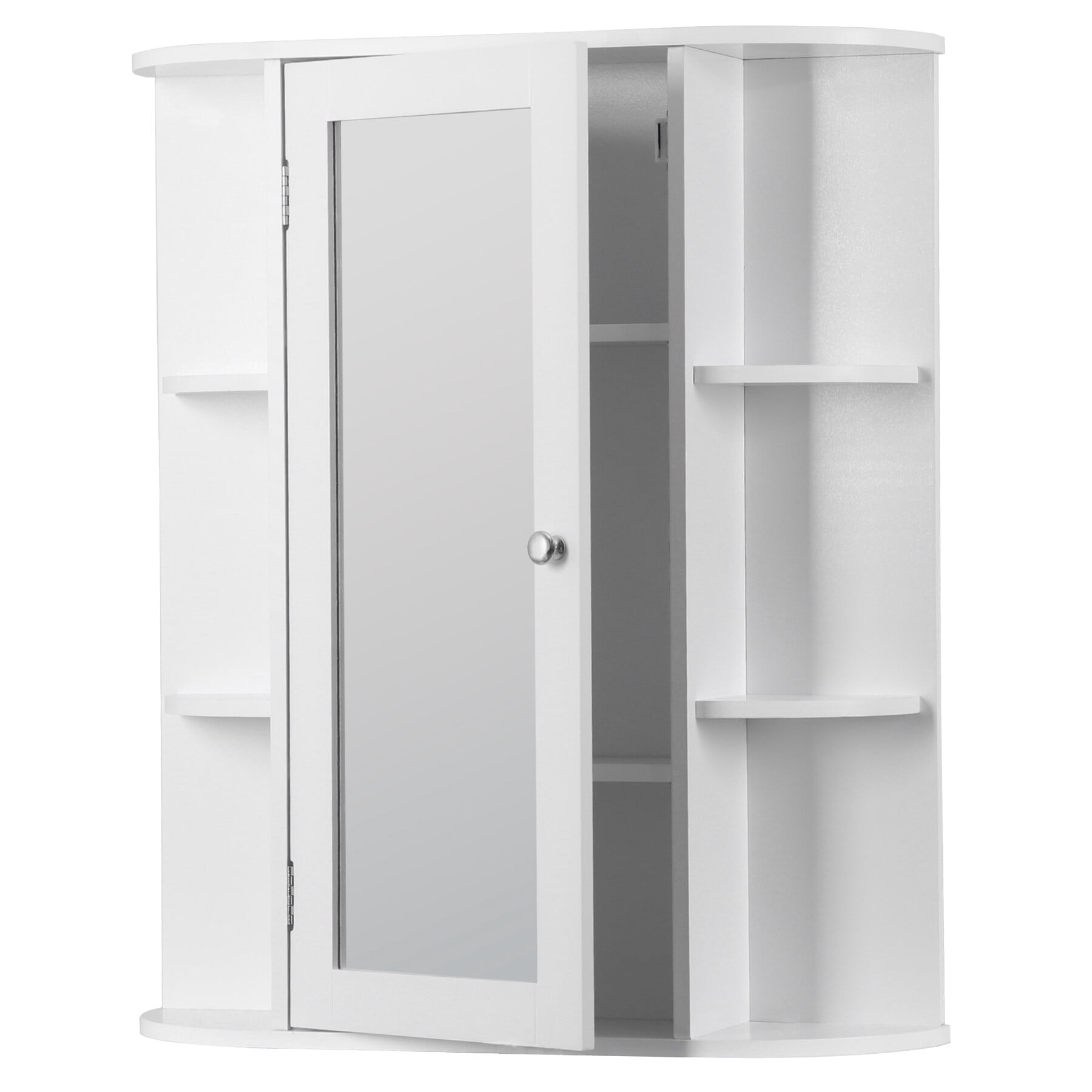 HomGarden Mirror Door Wall-Mount Bathroom Cabinet, Medicine Cupboard White, 6.5 W