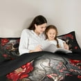 thumbnail image 5 of Castle Fairy Abstract Floral Skull Full Size Comforter Sets 3-Piece for Teens Adults,Gothic Style Bedding Comforter Set,Chic Flowers Lightweight Bedding Sets,Super Cozy Room Decor,Reversible, 5 of 8