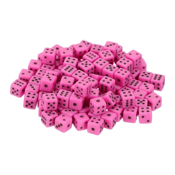 50Pack Mini Dice, 5mm/0.2" Acrylic Tiny Six Side Game Dot Square Dice Bulk for Table Board Game Party Activities, Pink/Black