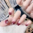 thumbnail image 4 of Uñas postizas moradas elegantes con degradado rosa, cortas, cuadradas, cobertura total, 24 piezas, para mujeres y niñas, 4 of 5