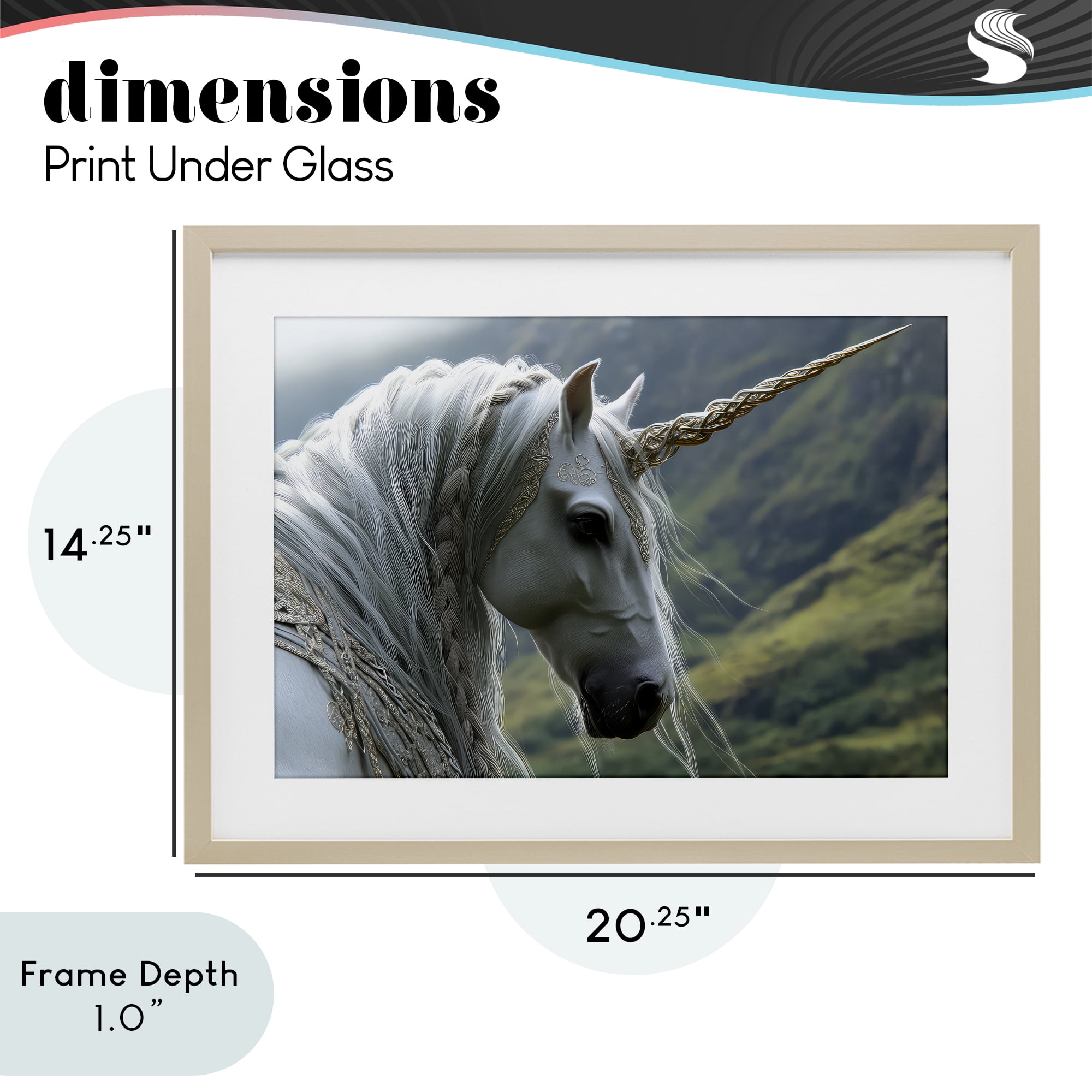 Stupell Industries Celtic Unicorn Braided Mane Birch Framed Print Under Glass, design by The Wands Want