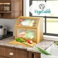 thumbnail image 2 of Extra Large Bread Box with Cutting Board Bamboo Wood Bread Box for Kitchen Counter, Double Layer Large Capacity Bread Storage Bin with Acrylic Wavy Door Panel (Natural), 2 of 9