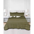 thumbnail image 2 of Quilts Twin Size Bedding Set, Olive Green Striped Lightweight Quilted Comforter, Vintage Stripes Ombre Soft Reversible Bedspread Coverlet with Pillow Covers for All Season, 68" x 86", 2 of 7