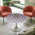 thumbnail image 4 of Purple Moroccan Elastic Fitted Round Table Cover Geometric Pattern Waterproof Outdoor Tablecloth for Holiday Party, Picnic, Patio & Dining Fits Tables Up to 55"-60", 4 of 8
