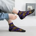 thumbnail image 2 of Rateoe Golden Snake And Purple Rose Pattern Quarter Crew Socks,Toe Seamed Ankle Socks,Cotton Cushioned Breathable Athletic Crew Sports Socks, 2 of 7
