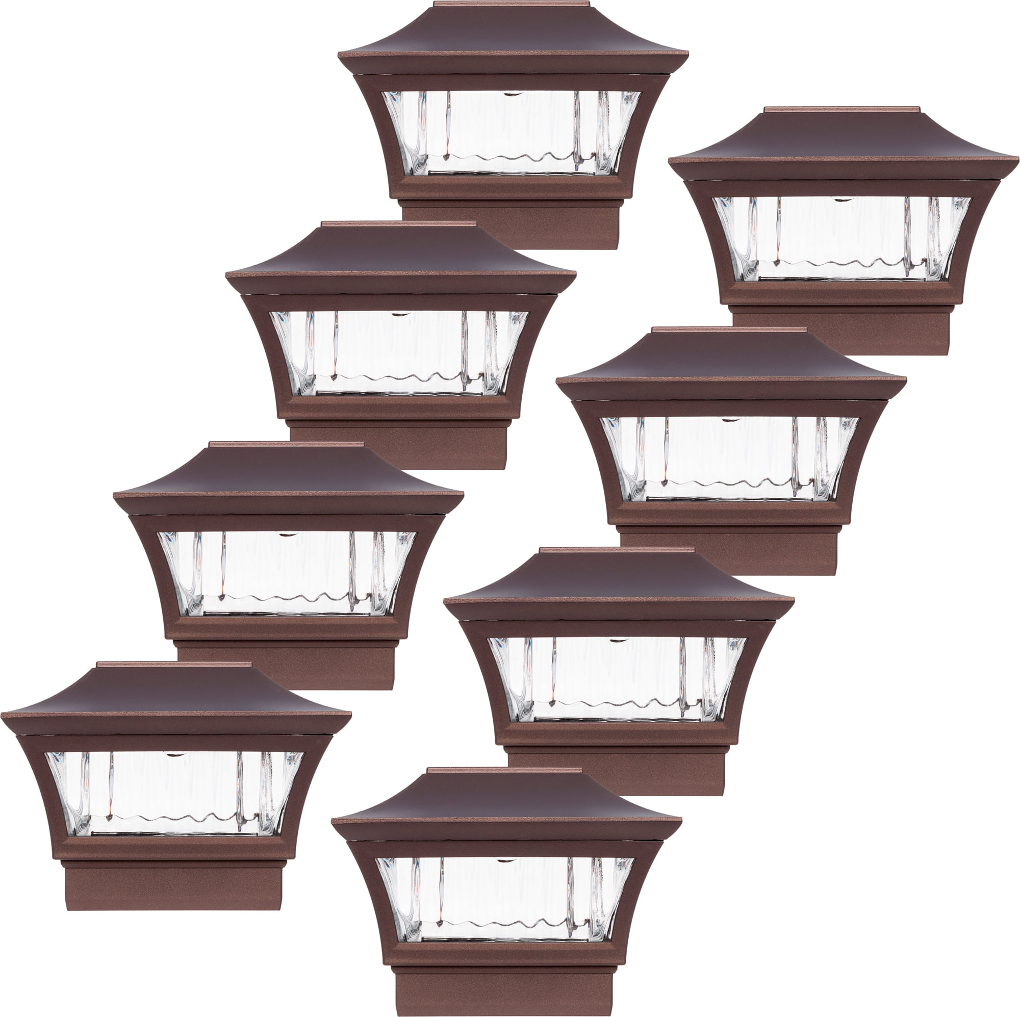 GreenLighting Aluminum Solar Post Cap Light 4x4 Wood or 5x5 PVC (8 Pack