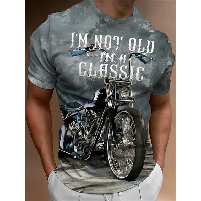 Camiseta con estampado de motocicleta 3D para hombre, camisa clásica Vintage de manga corta para hombre, camisas de motorista de paseo callejero, Tops de gran tamaño