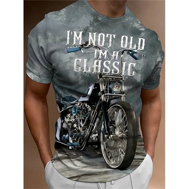 Camiseta con estampado de motocicleta 3D para hombre, camisa clásica Vintage de manga corta para hombre, camisas de motorista de paseo callejero, Tops de gran tamaño