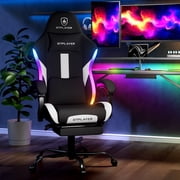 GTPLAYER RGB Gaming chair with footrest and Lumbar Support , Ergonomic LED Light Office Chair for Adults