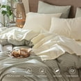 thumbnail image 4 of MooMee 100% Washed Cotton Sheet Set Cal-King Linen Like Textured Breathable Durable Soft Comfy 4pcs (Cream White), 4 of 6