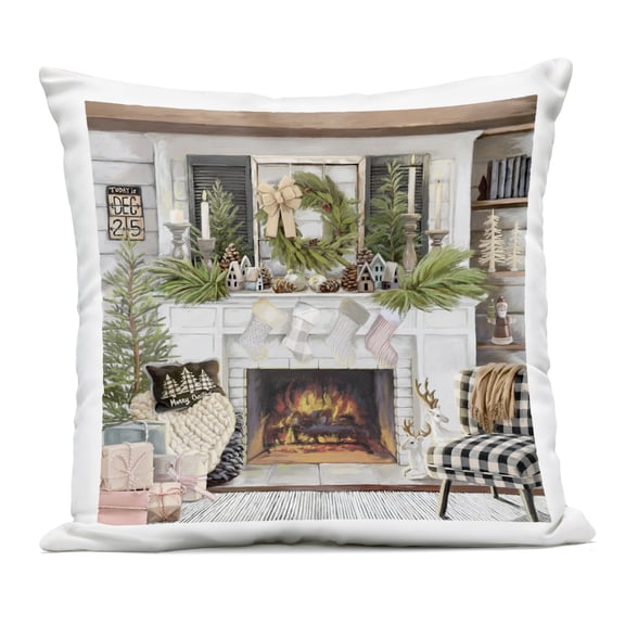 Stupell Industries Cozy Christmas Mantel Stockings Outdoor Printed Pillow, design by Nicky Boehme