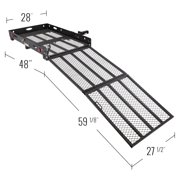 Wheelchair Scooter Carrier for Car Truck SUV, 2in Hitch, Long Ramp, 500 lb Cap, 48in x 28in Cargo Rack, Silver Spring
