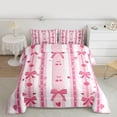 thumbnail image 2 of Castle Fairy Kawaii Bow 2Pcs Bedding Comforter Set for Kids Children Girls,Cute Cherry Love Heart Twin Comforter Sets,Geometric Stripes Breathable Bedding Set,Lightweight Room Decor, 2 of 8