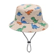thumbnail image 4 of Krdevn Cartoon Dinosaur Print Kids Fisherman Sun Hat Adjustable Chin Strap Breathable Windproof Wide Brim Cap for Toddler Boys Girls, 4 of 4