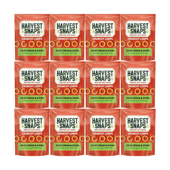 Harvest Snaps Red Lentil Baked Veggie Chips Sour Cream & Onion – Gluten Free Healthy Snack – Plant Based Protein, Crunchy & Flavorful – 2.5 oz Bags – 12 Count