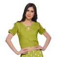 thumbnail image 3 of Moomaya Ethnic Dress For Women Printed Long Skirt And Cold Shoulder Crop Top Set, 3 of 6
