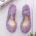 thumbnail image 4 of EeaseMX 1 par de hermosas sandalias de plástico color gelatina para niñas pequeñas, talla 30, color morado, 4 of 7