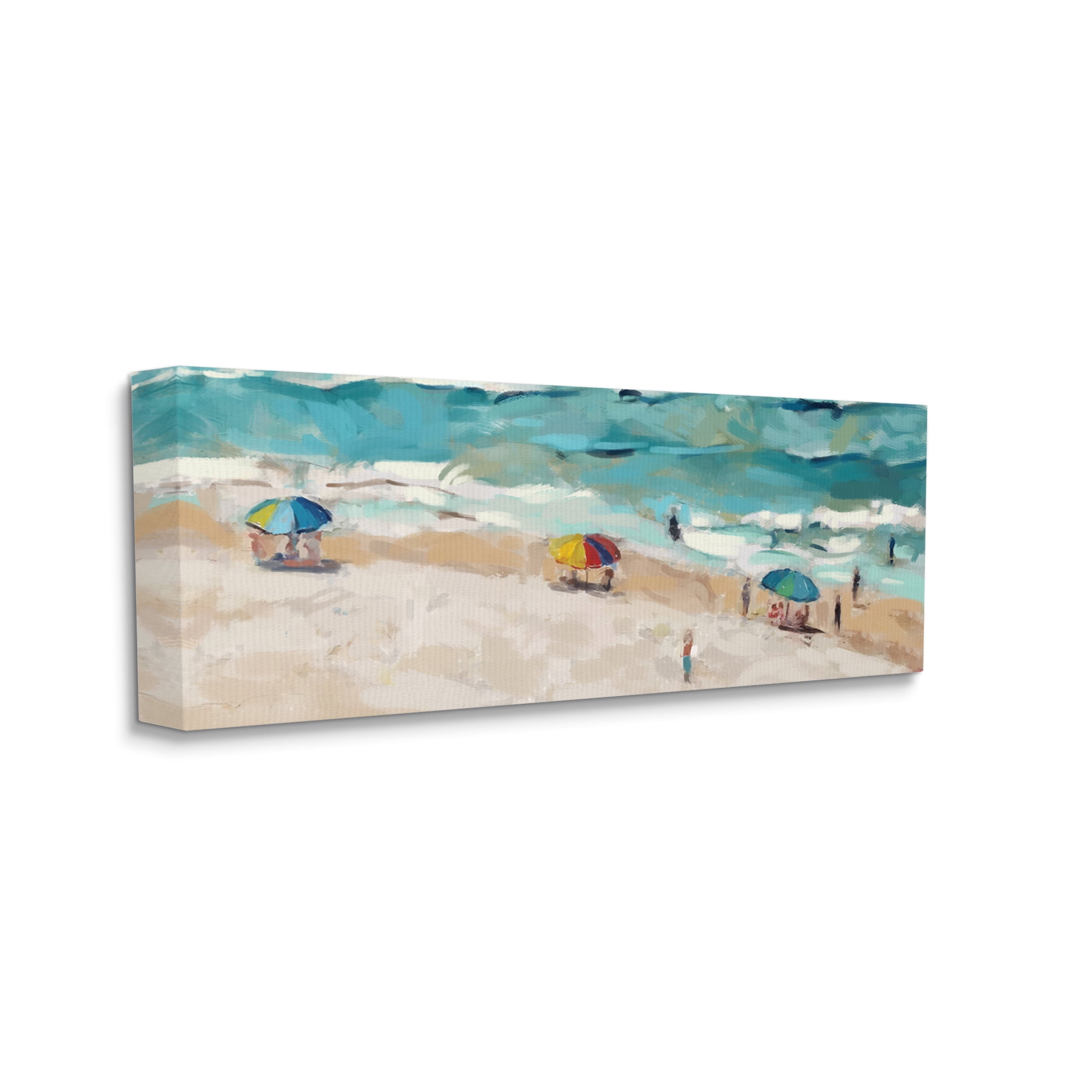 Stupell Industries Summer Beachgoers on Shore Landscape Painting Gallery Wrapped Canvas Art Print Wall Art, 48 x 20