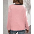 thumbnail image 4 of Cárdigan para Mujer Top con Cuello en V Diseño de Empalme a Cuadros Walf Manga con Hombros caídos Top de Mujer con un Solo Pecho para el hogar al Aire Libre Rosa Desnudo 3XL, 4 of 6