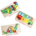 thumbnail image 3 of Rompecabezas de madera de animales 3D para niños, rompecabezas de madera Montessori de 3 piezas, animales de juguete, juguete de madera (cocodrilo + dinosaurio + camión), 3 of 5