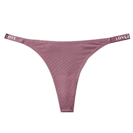 Scyoekwg Thongs for Womens Thong Ladies Panties Breathable Solid Color Fashion Low Waisted Bikini Underwear Hipster Panties G-string Panties Thong Briefs(Pink M)
