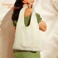 thumbnail image 3 of JASGOOD Crochet Mesh Beach Tote Bag Summer Vacation Aesthetic Shoulder Bag Handbags Boho Knit Bag for Women, 3 of 8