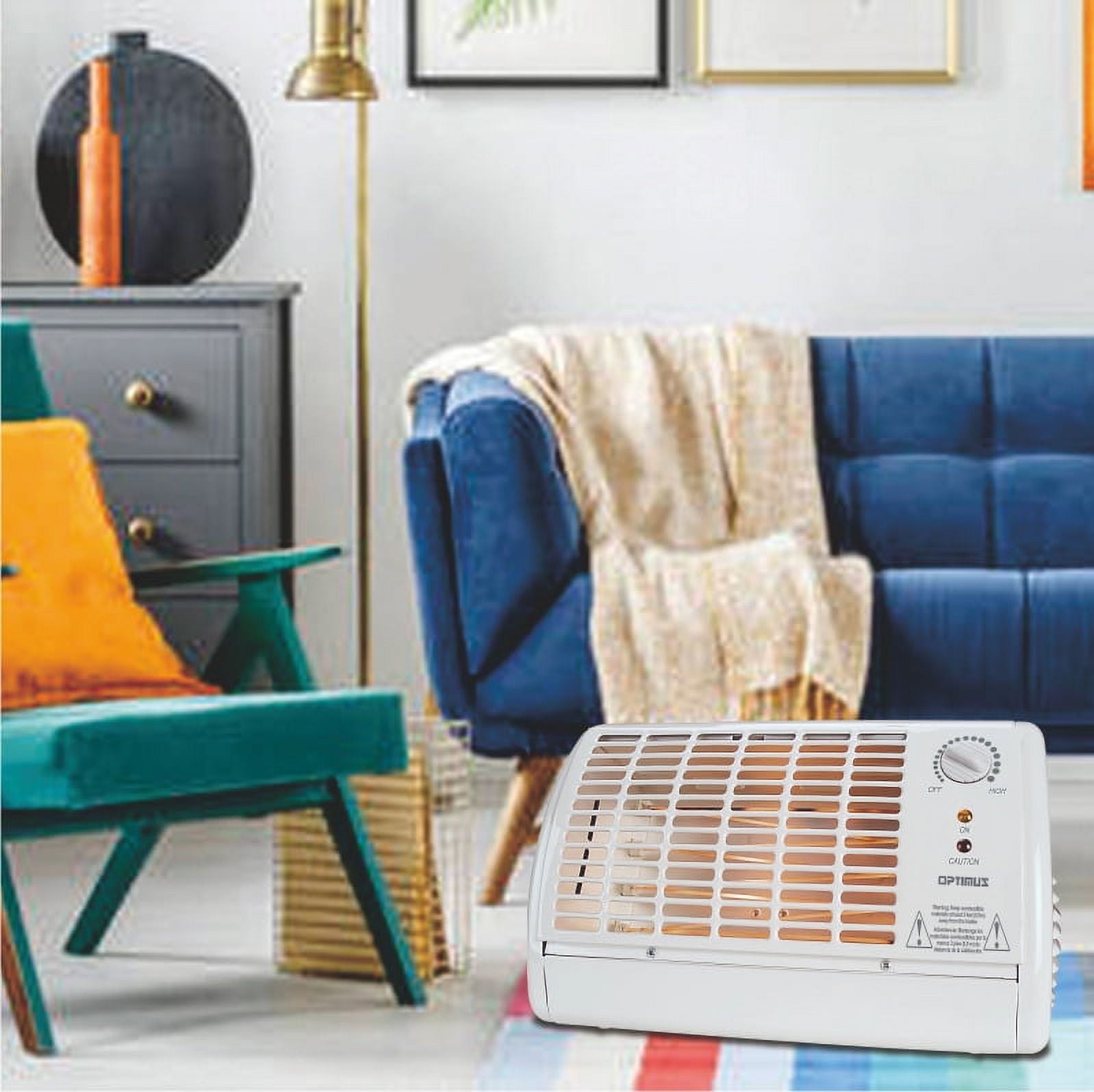 Optimus H-2210WH 1,320-WATT Portable Fan-Forced Radiant Heater With Thermostat (White)