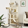 SmileMart 54" Double Condo Cat Tree with Scratching Post Tower, Beige