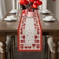 thumbnail image 2 of Romantic Valentines Day Bow Love Hearts Cloth Table Runner Burlap Table Decoration for Home Kitchen Dining Dinner Indoor Holiday Farmhouse Decor 13.8x90 Inch, 2 of 6
