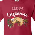 thumbnail image 4 of Inktastic Merry Christmas Cute Sloth with Santa Hat and Lights Youth T-Shirt, 4 of 5