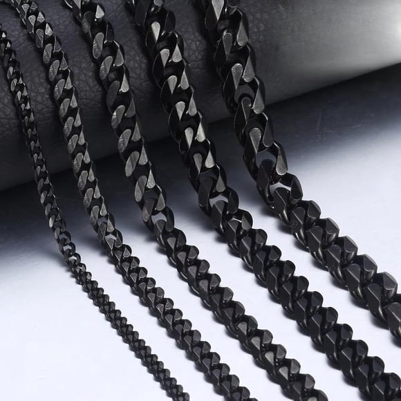 Black Stainless Steel Cuban Chain Necklace for Men women Punk 18-30 inch Curb Link charm Jewelry Gift