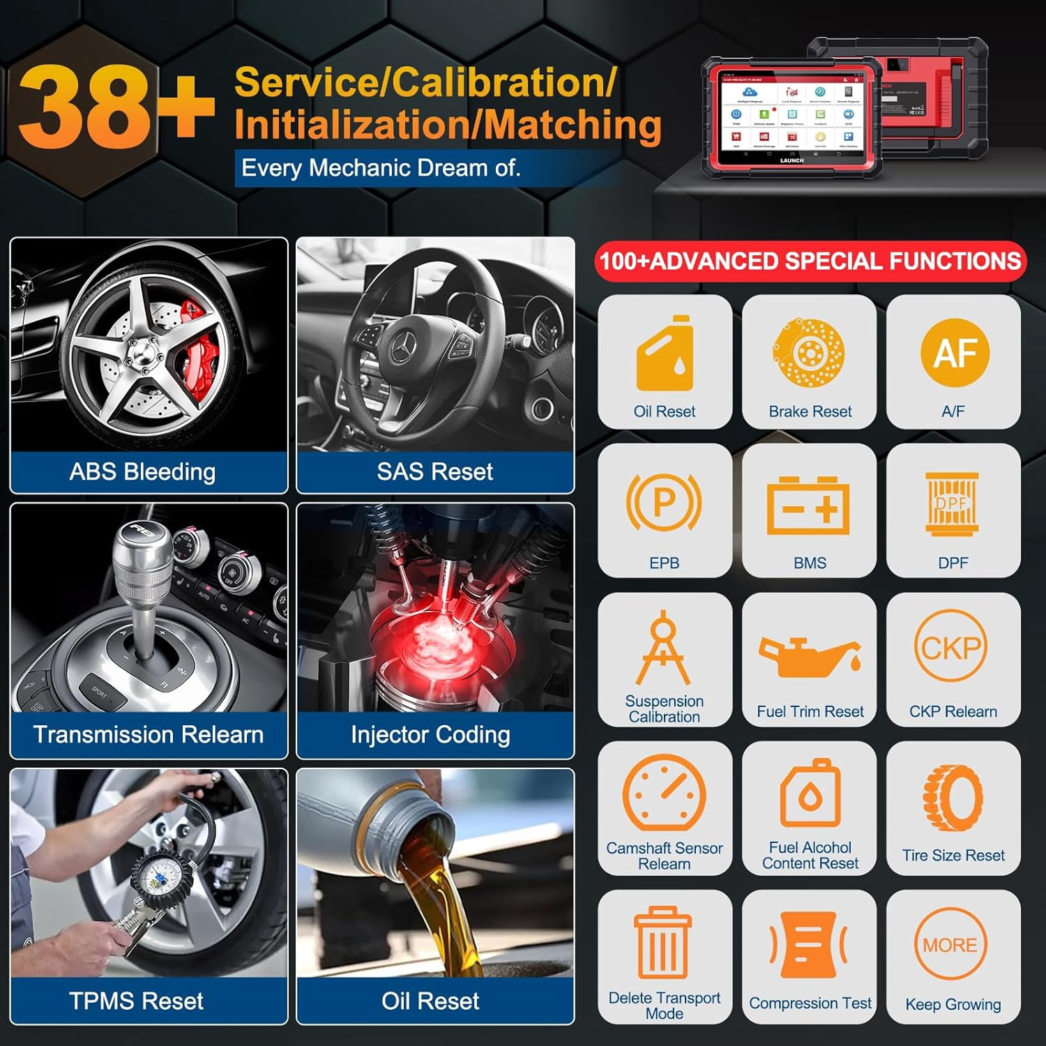 LAUNCH X431 PROS Elite Car Diagnostic Scan Tool, All System Diagnostics, 32+ Services, Active Test, Support CANFD DoIP and FCA Autoauth