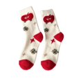 thumbnail image 2 of Women's Christmas Fuzzy Socks with Apple Character and Gifts, Cozy Feather Yarn Crew Socks, White Red Holiday Socks for Christmas Stocking Stuffers, Gag Gifts and Fun Holiday Gifts, 2 of 4