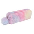 thumbnail image 4 of PureCasa Plush Gradient Rainbow Pencil Case, Large Capacity Pen Pouch Bag with Zipper and Fleecy Hairball, Office Stationery Storage, 1 Pack, 8.2"x3.5"x2.4", 4 of 9