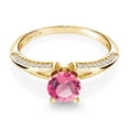 thumbnail image 2 of Gem Stone King 2.08 Ct Round Pink Mystic Topaz 18K Yellow Gold Plated Sterling Silver Ring (Size 6), 2 of 4