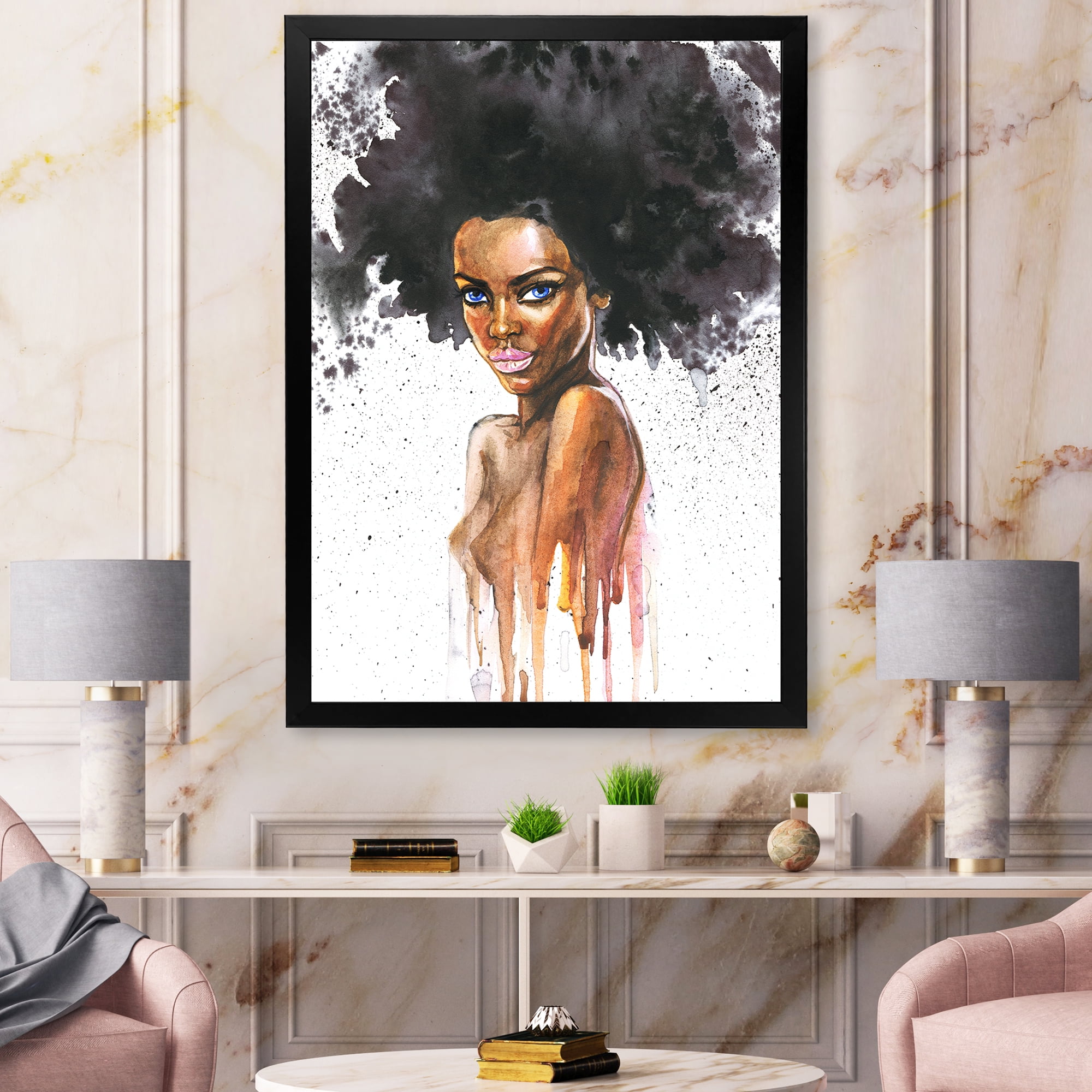 Designart 'Portrait of Afro American Woman VII' Modern Framed Art Print