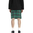 thumbnail image 6 of YAYUBA Men's Kilt for Men Retro Scottish Style Plaid Contrast Waistband Pleated Skirt, Green, 6 of 7