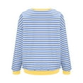 thumbnail image 5 of yunLCZ Women Blouses Women Oversized Striped Color Block Long Sleeve Crew Neck Sweatshirt Casual Loose Pullover Y2K Shirt Top Polyester,Spandex Light Blue L, 5 of 9