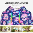 thumbnail image 4 of Kdxio colorful Skull mushroom rainbow Print Womens Oversized Hoodies Sweatshirts Hooded Pullover Tops Sweaters Casual-Large, 4 of 7