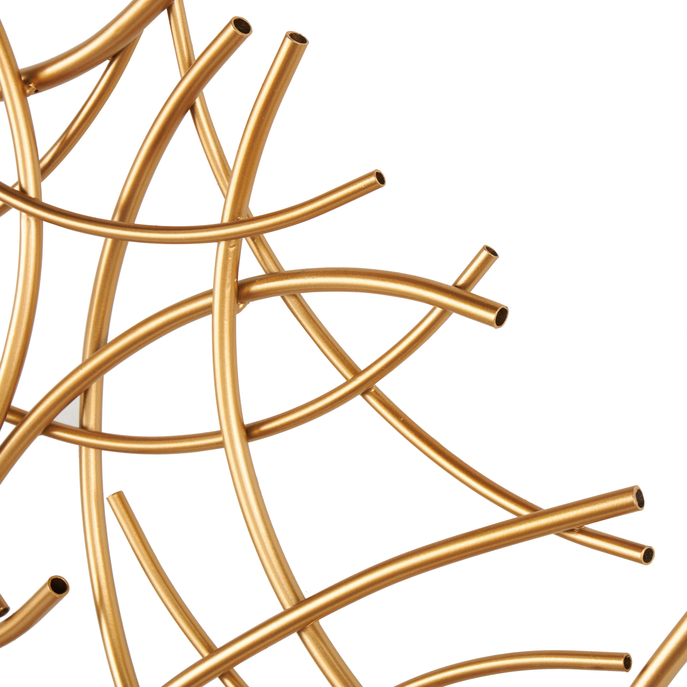 DecMode Gold Metal Overlapping Curved Sticks Abstract Wall Decor