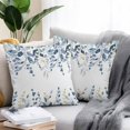 thumbnail image 2 of Teal Blue Eucalyptus Leaves Throw Pillow Covers 26x26 Inch Set of 2, Farmhouse Botanical Watercolor Waterproof Outdoor Pillow Covers, Decorative Cushion Pillowcases for Couch, Sofa, Bed, Patio, 2 of 9