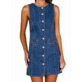 thumbnail image 3 of Women'S Denim Dress Jean Sleeveless Button Down Shirt Mini Tank Casual Summer Dresses with Pocket Trendy Outfits Blue M, 3 of 10