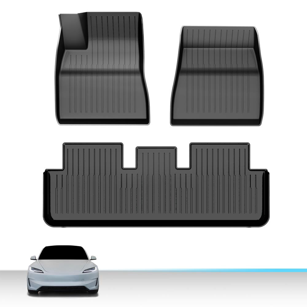 All-Weather Protection 3D Molded TPE Floor Mats Liners 1st & 2nd Row Full Set Fit For 2024-2025 Tesla Model 3 Highland