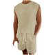 thumbnail image 1 of Mens Casual Pantalones de Moda Sólido sin Mangas Blusa sin Capucha Y Pantalones Traje Conjunto, Poliéster, 1 of 6