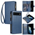 thumbnail image 1 of Compatible with Google Pixel 6 Wallet Case Premium Zipper Large Space Flip PU Leather Cover, 1 of 5