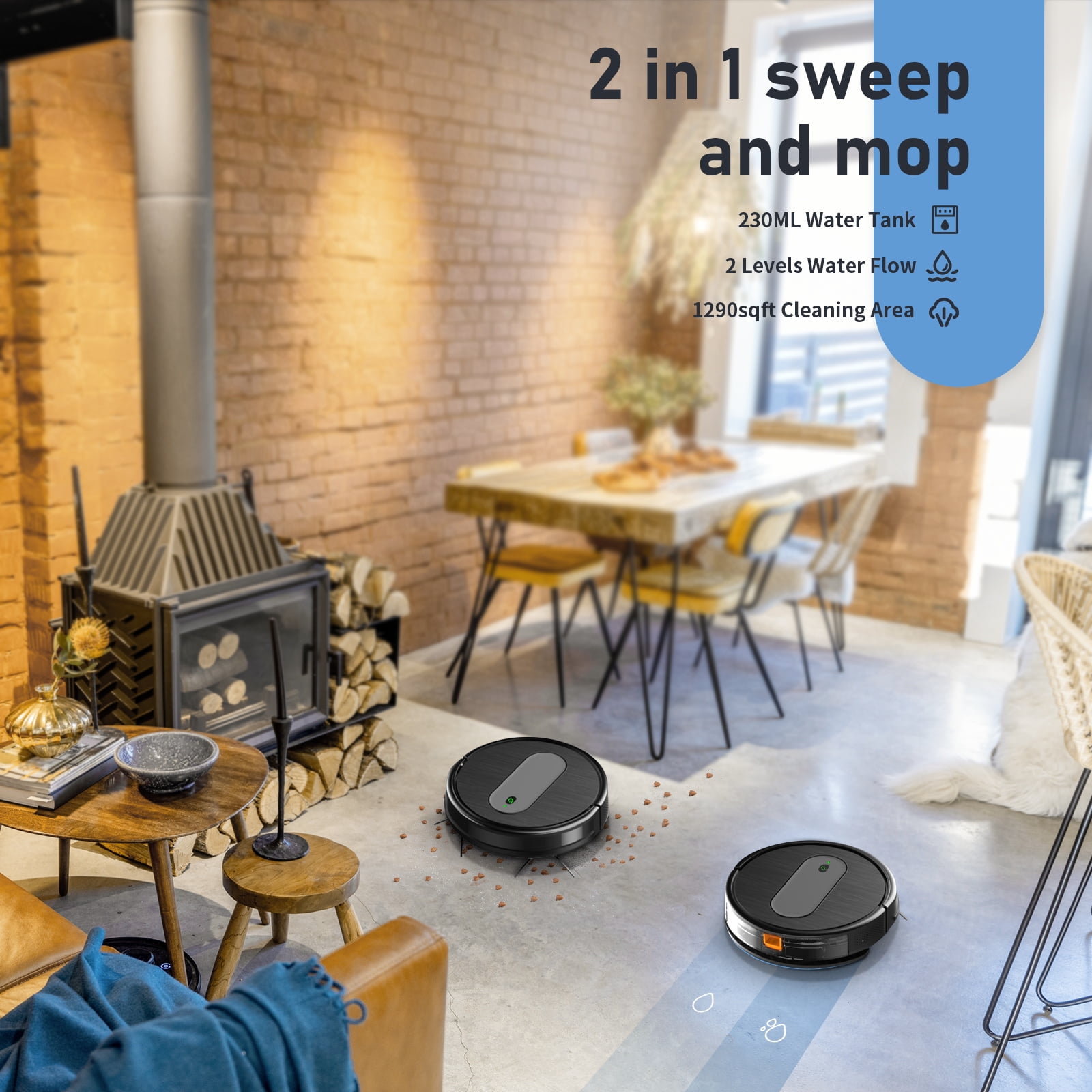 ONSON Robot Vacuum Cleaner, 3 in 1 Mopping Robot vacuum and mop combo with  Schedule, App//Wi-Fi/Alexa, 1600Pa, Slim, Ideal for Hard Floor, Pet Hair